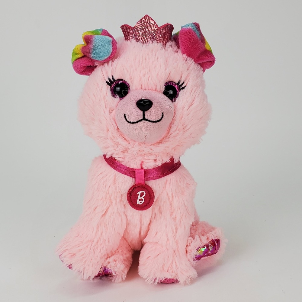 Barbie Dreamhouse Adventures‎ Pink Puppy Plush Rainbow Ears Crown 2021 Mattel 8"